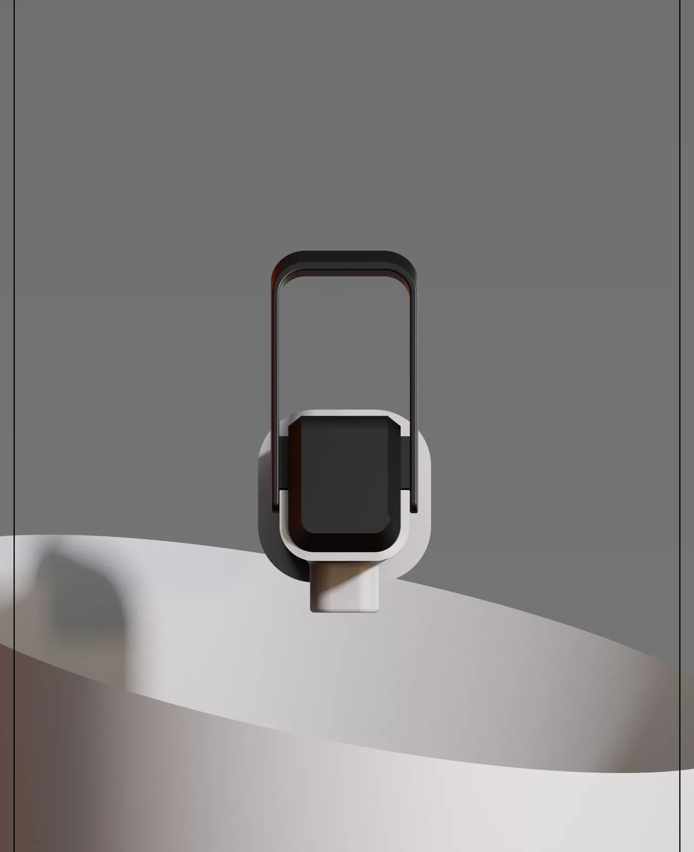 Front orthographic render of the resolved Titan loop-handle tap.