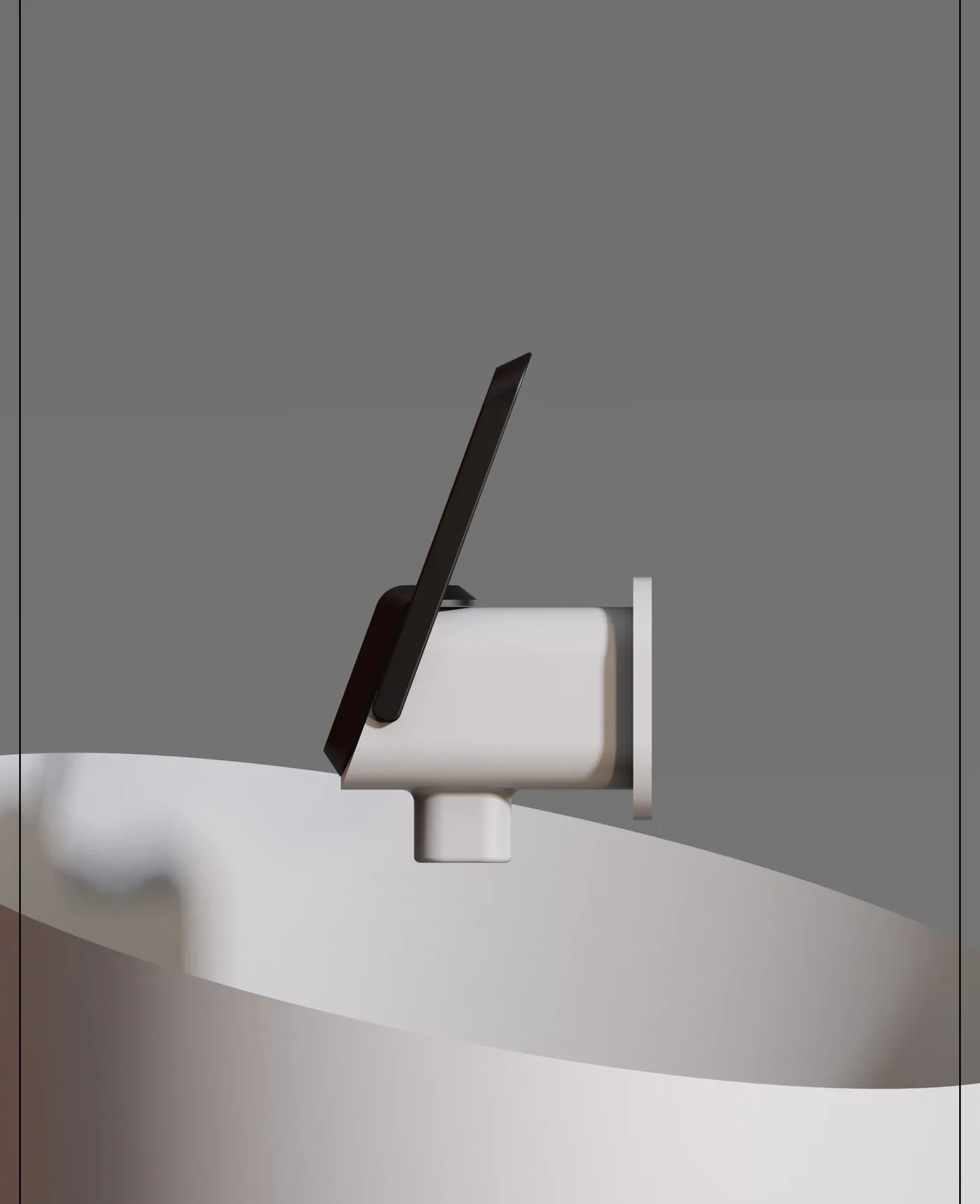 Side orthographic render of the resolved Titan loop-handle tap.
