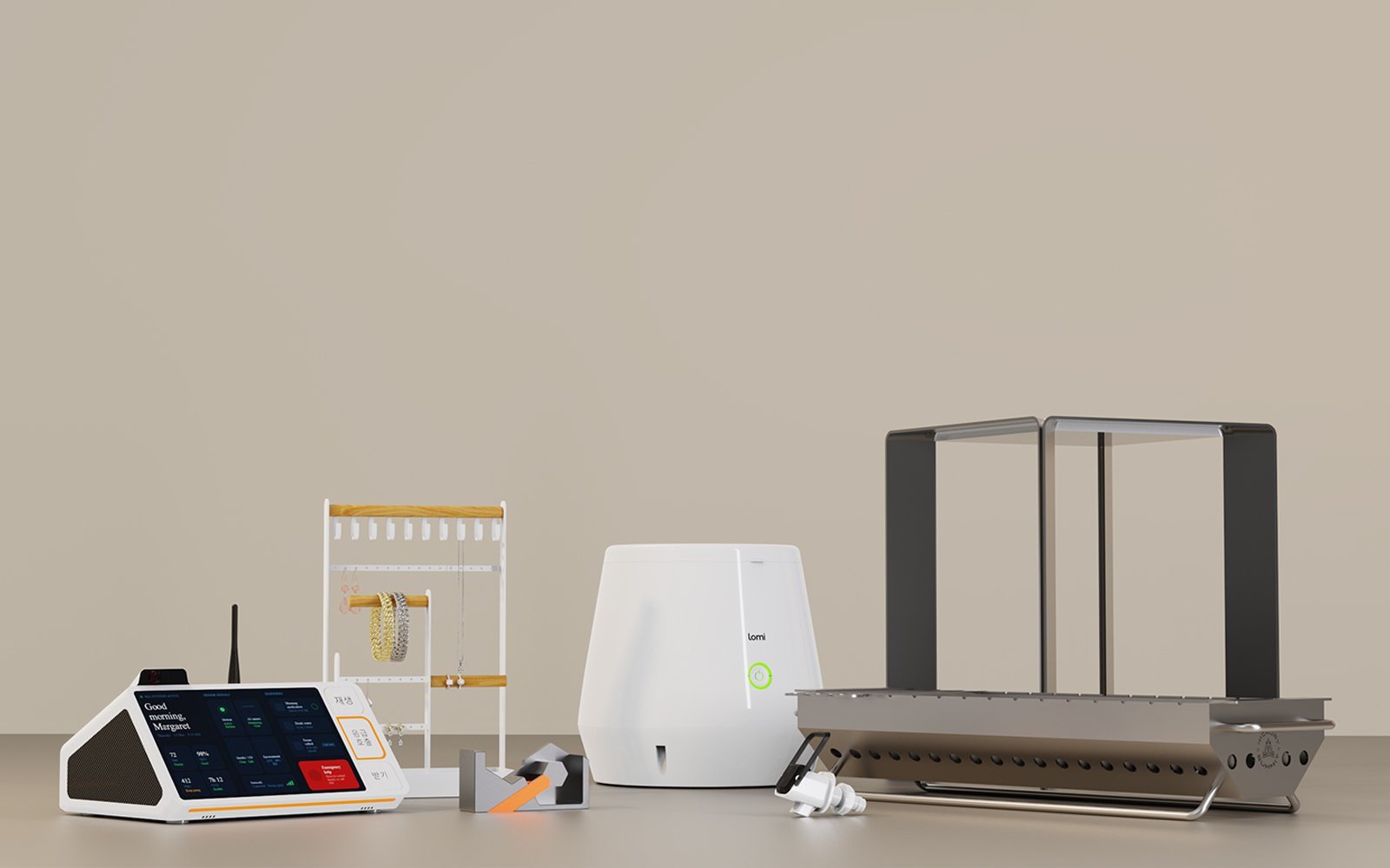 Coffer Studios photorealistic 3D render of a finished product lineup